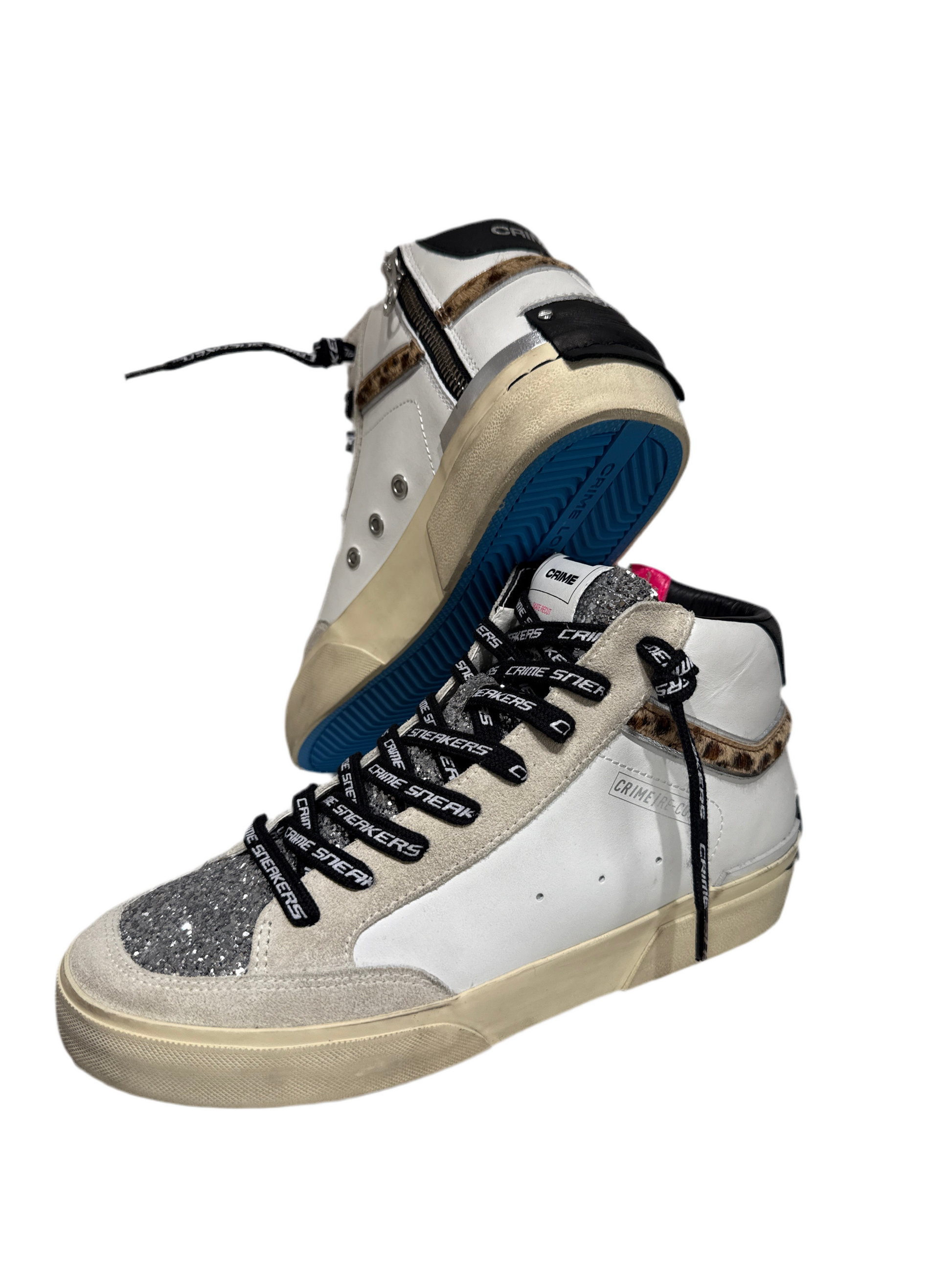 Sneakers donna SK8 Recut HighCRIME LONDON SNEAKER bianca /leo/glitter