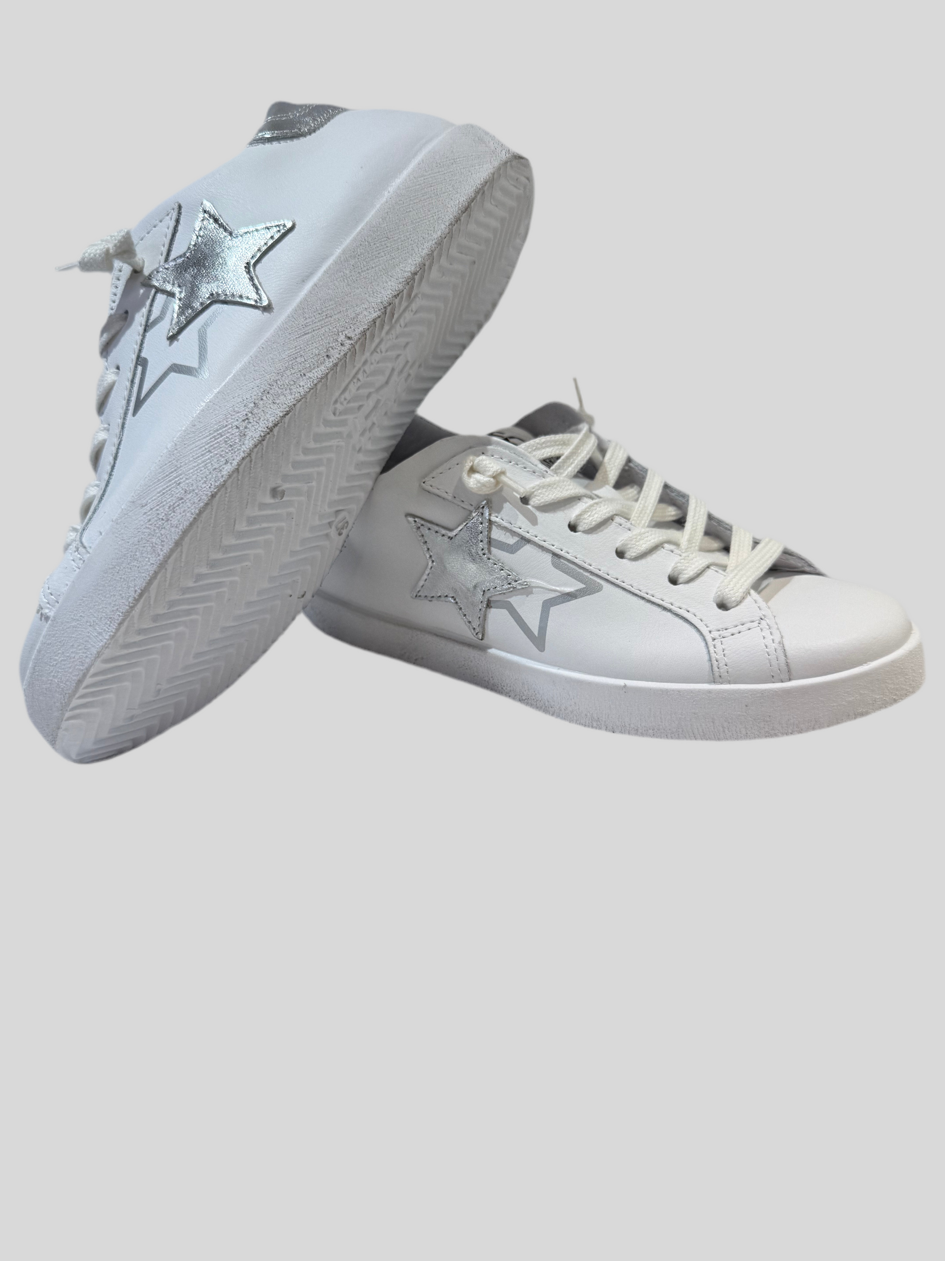 Sneakers donna pelle bianca prime star white - silver 2star