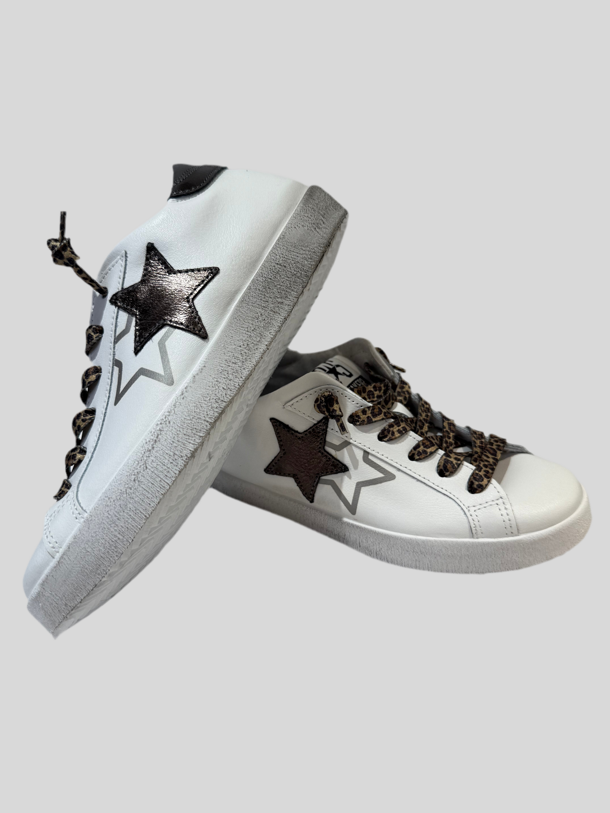 Sneakers donna pelle bianca prime star white - dark grey 2star
