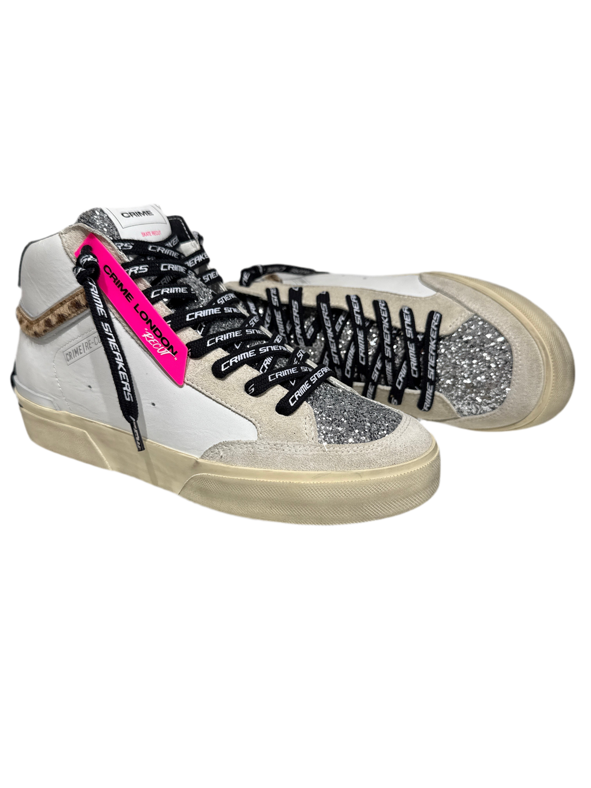Sneakers donna SK8 Recut HighCRIME LONDON SNEAKER bianca /leo/glitter