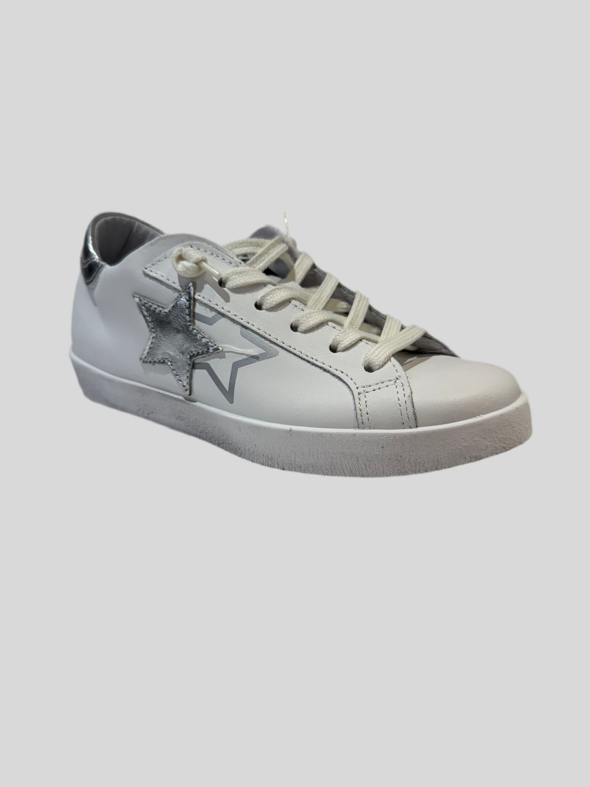 Sneakers donna pelle bianca prime star white - silver 2star