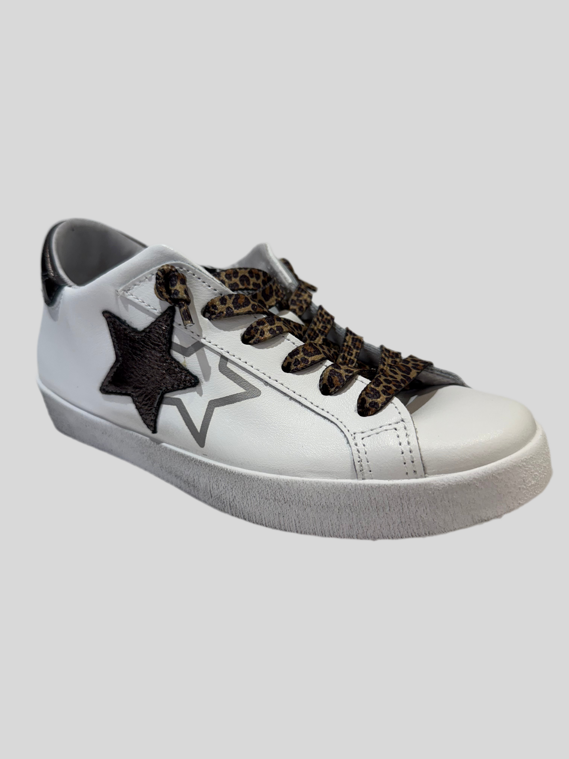 Sneakers donna pelle bianca prime star white - dark grey 2star