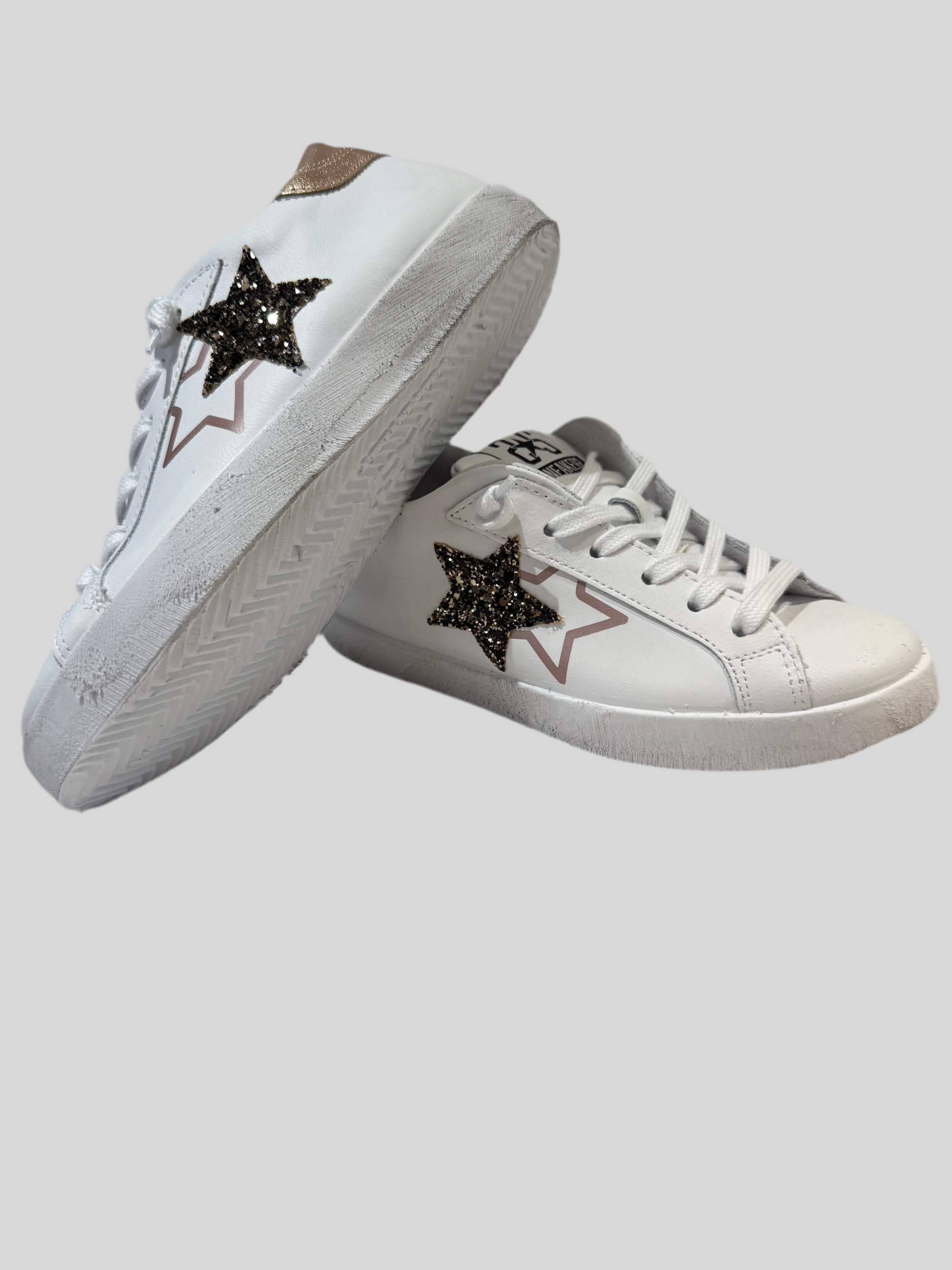 Sneakers donna pelle bianca prime star white - rame 2star
