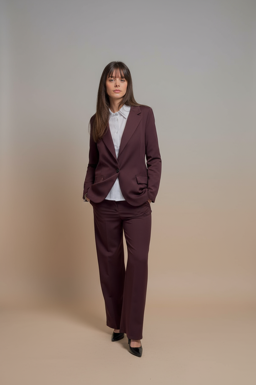 Completo giacca piu pantalone prugna Lineaelle