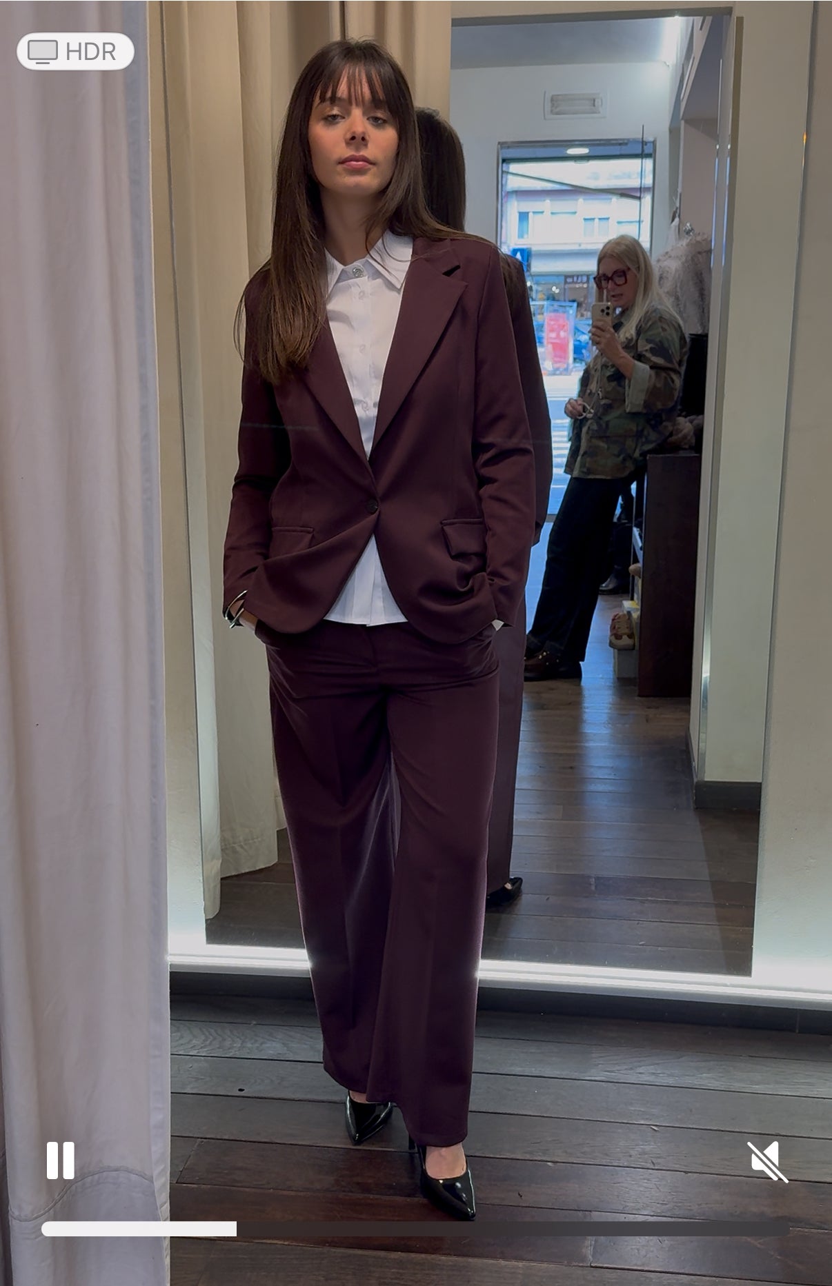 Completo giacca piu pantalone prugna Lineaelle