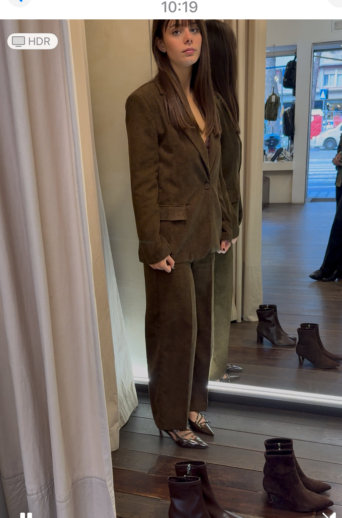 Completo velluto righe giacca piu pantalone marrone Lineaelle