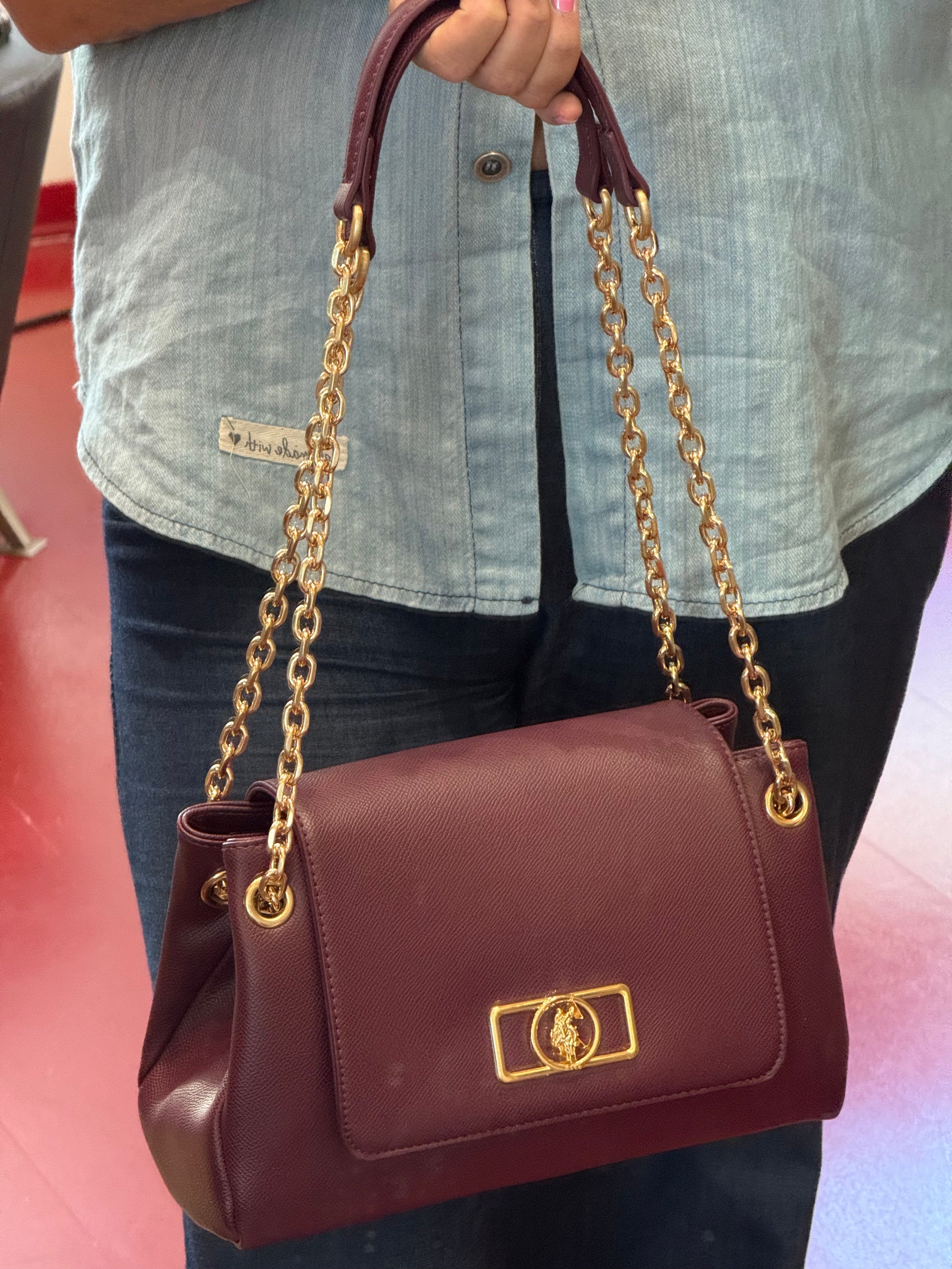 Borsa jones chic flop chain cro pu bordeaux us polo