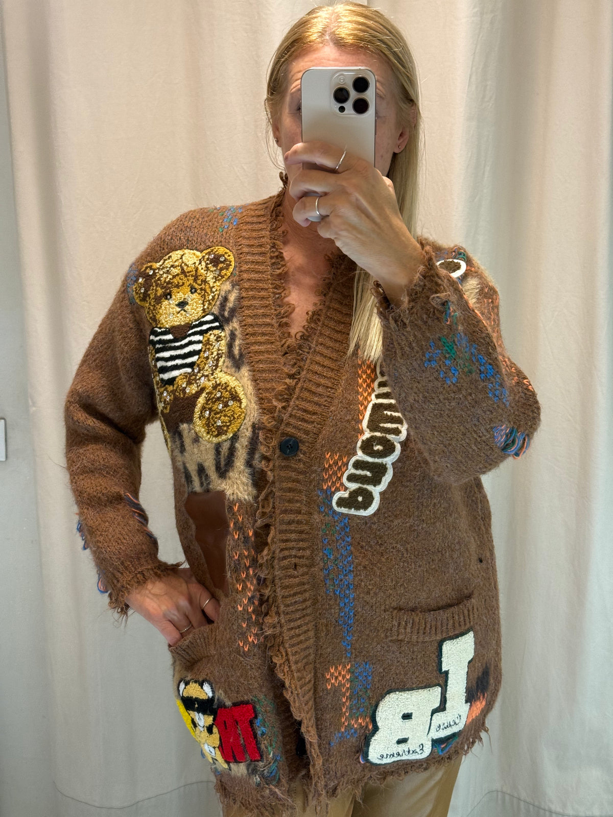 Maglia camel e patch Luisa Lineaelle