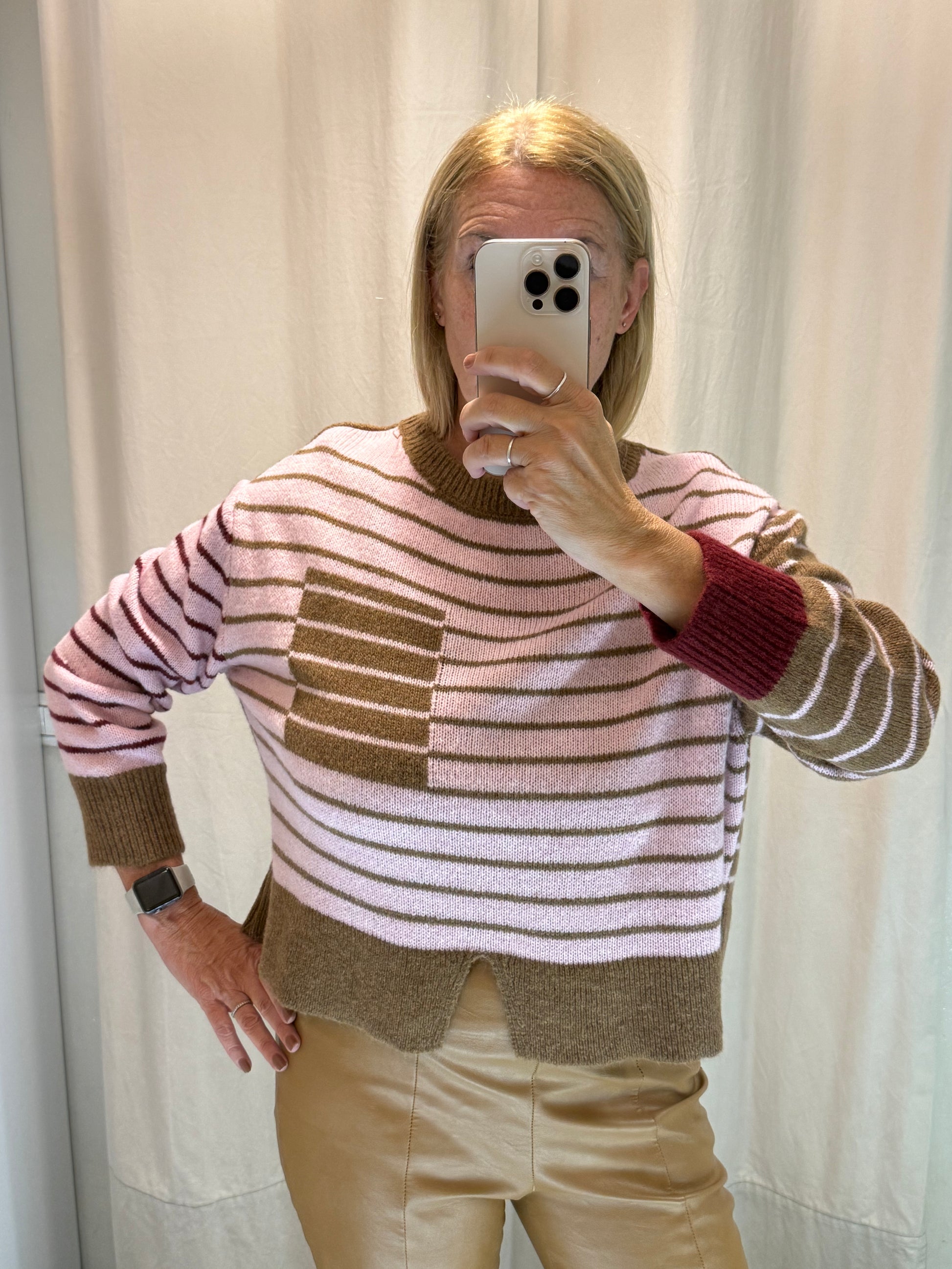 Maglia multicolor  rosa-marrone-bordeaux Luisa Lineaelle