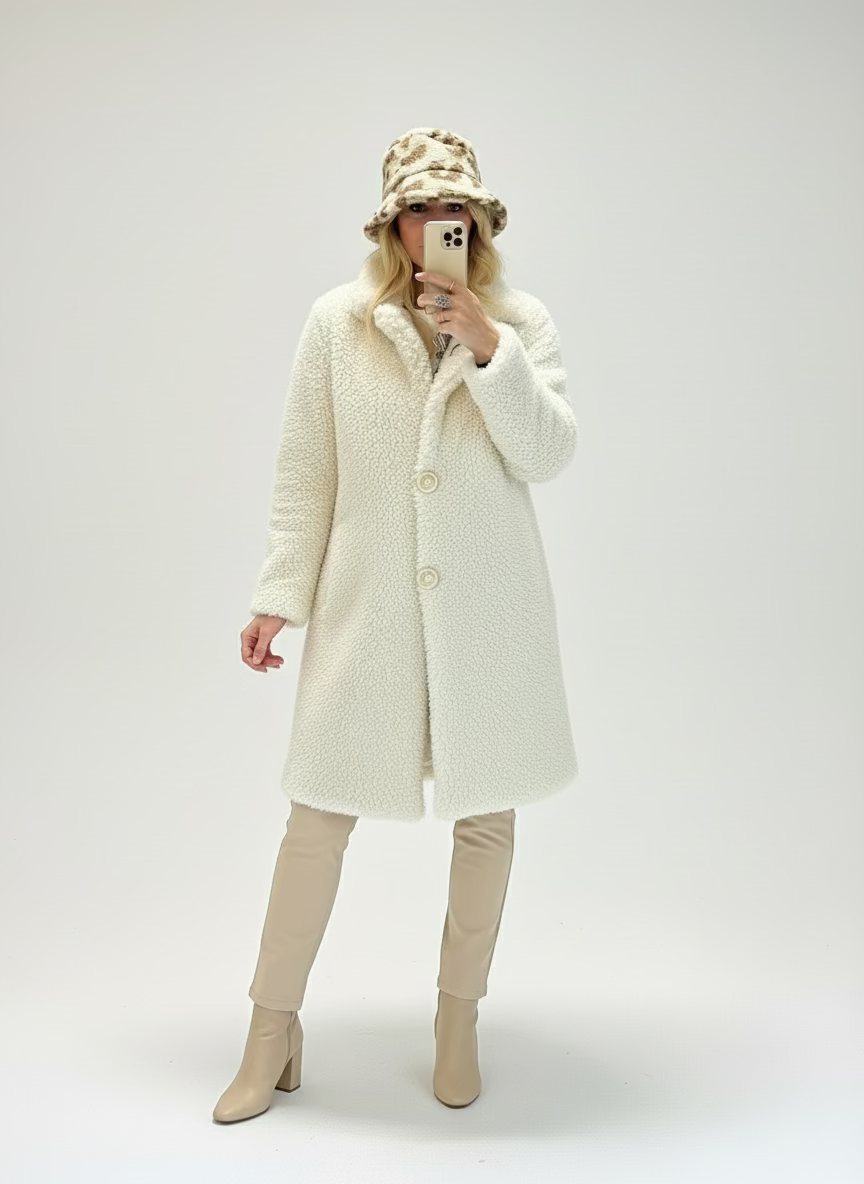 Pelliccia cappotto eco bianco Lineaelle