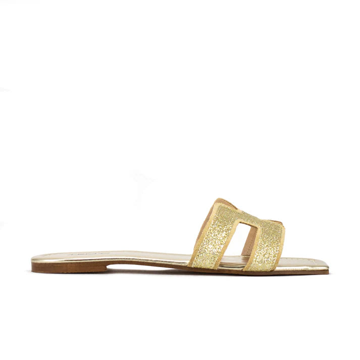 Temy ciabattina bassa fascia glitter nude/platino