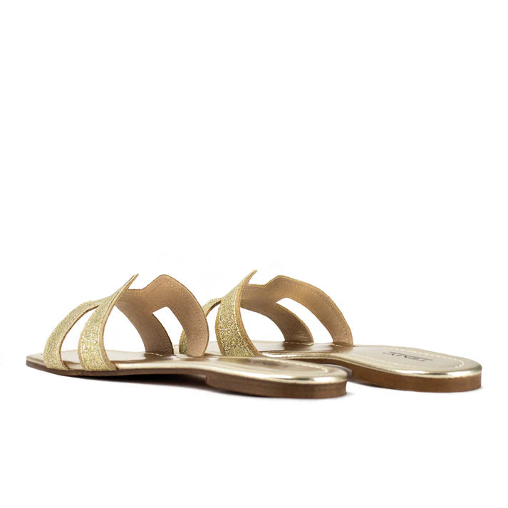 Temy ciabattina bassa fascia glitter nude/platino