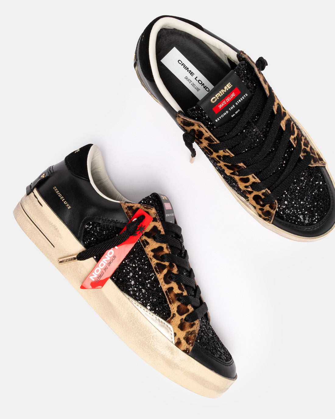 Crime london donna SK8 DELUXE BLACK CHEETAH cod. 25114AA8.20