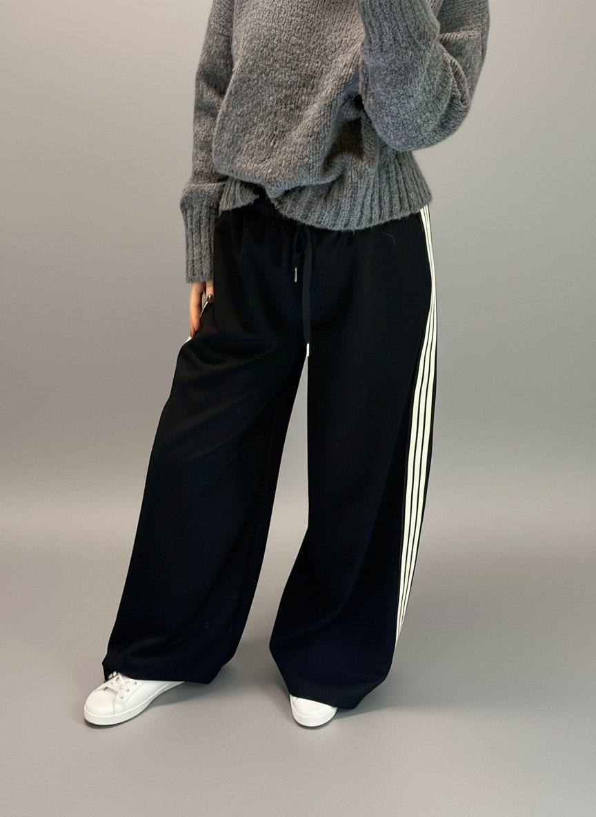 Pantalone coulis banda laterale nero Vicolo