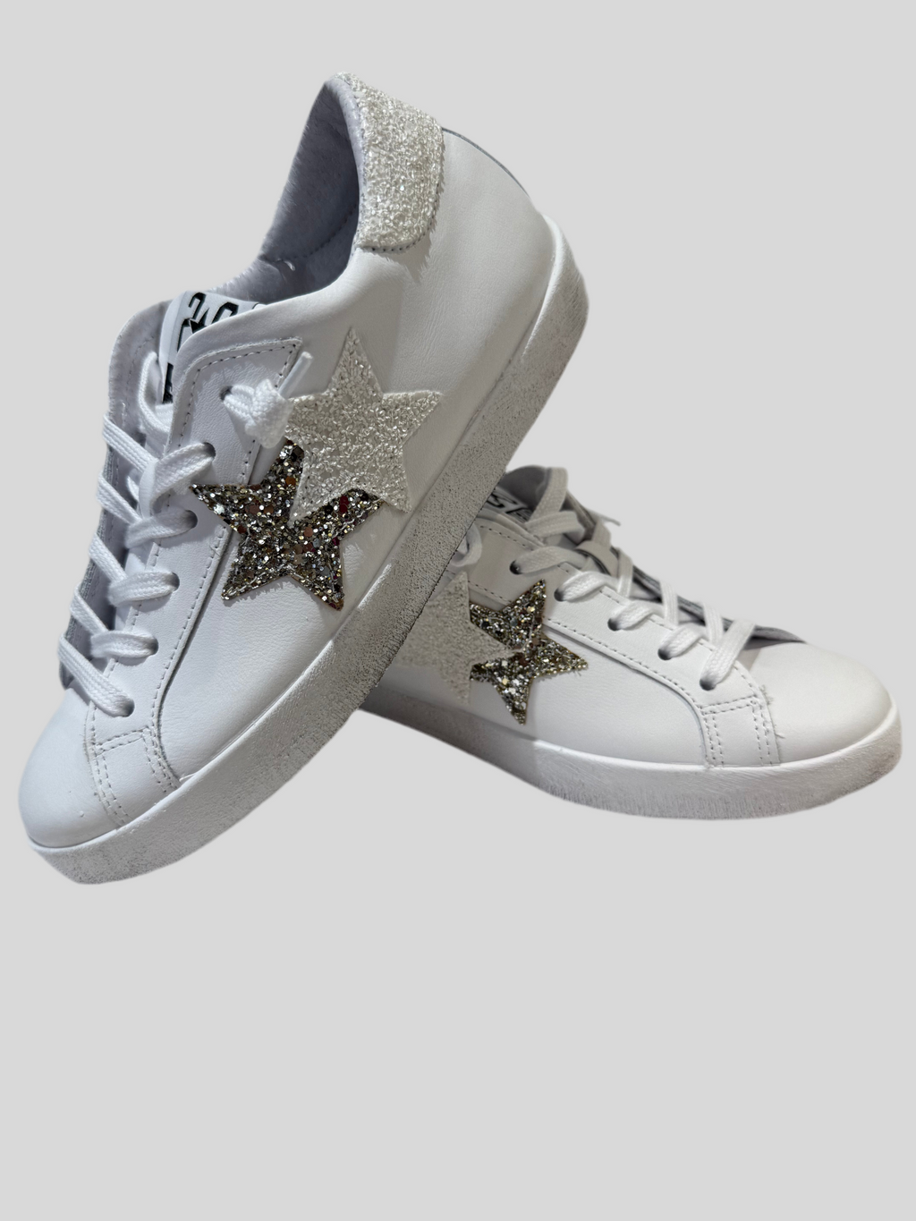 Sneakers donna pelle bianca prime star white - silver 2star