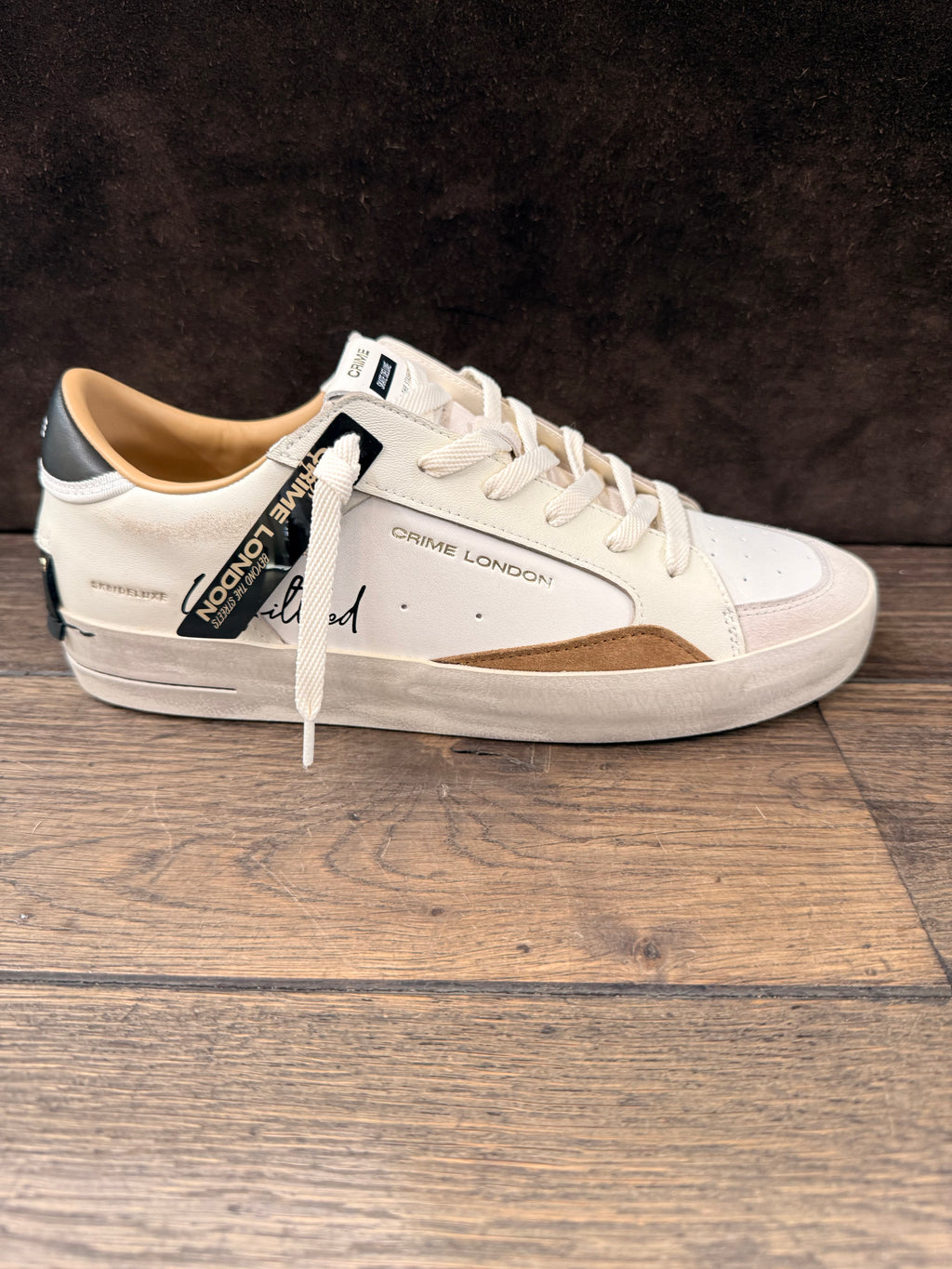 CRIME LONDON SK8 DELUXE BIANCO DETT.CUOIO  TOP NERO UOMO