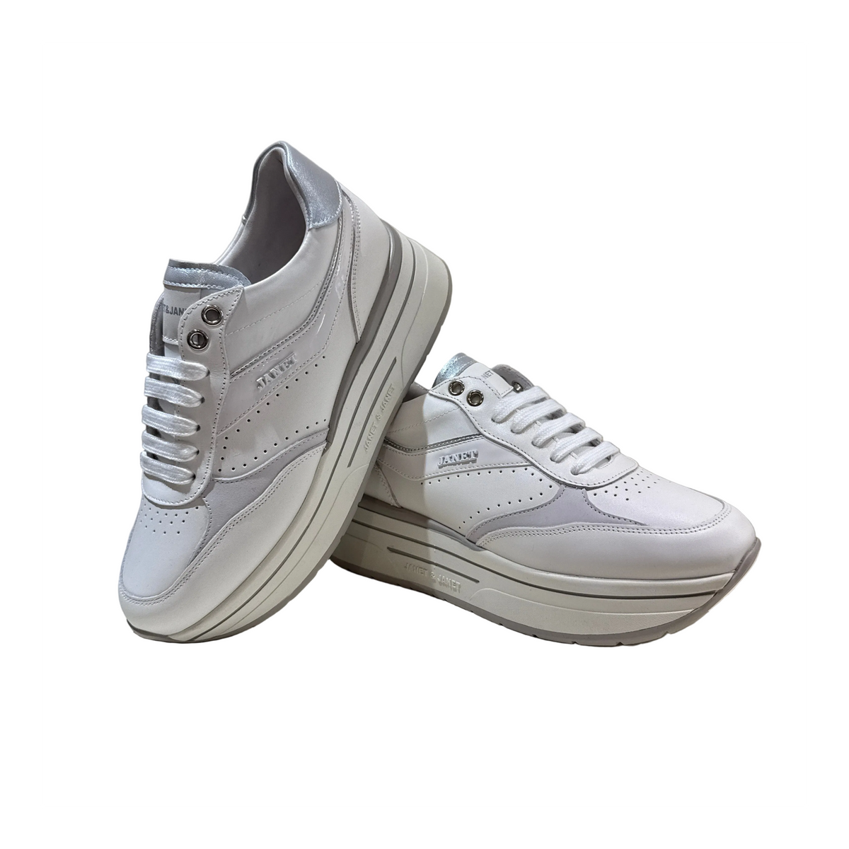 JANET & JANET SNEAKERS WHITE-SILVER J-590 DONNA