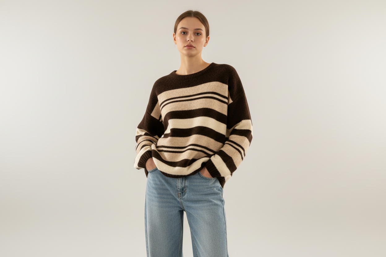 maglia righe beige-tdm  lineaelle