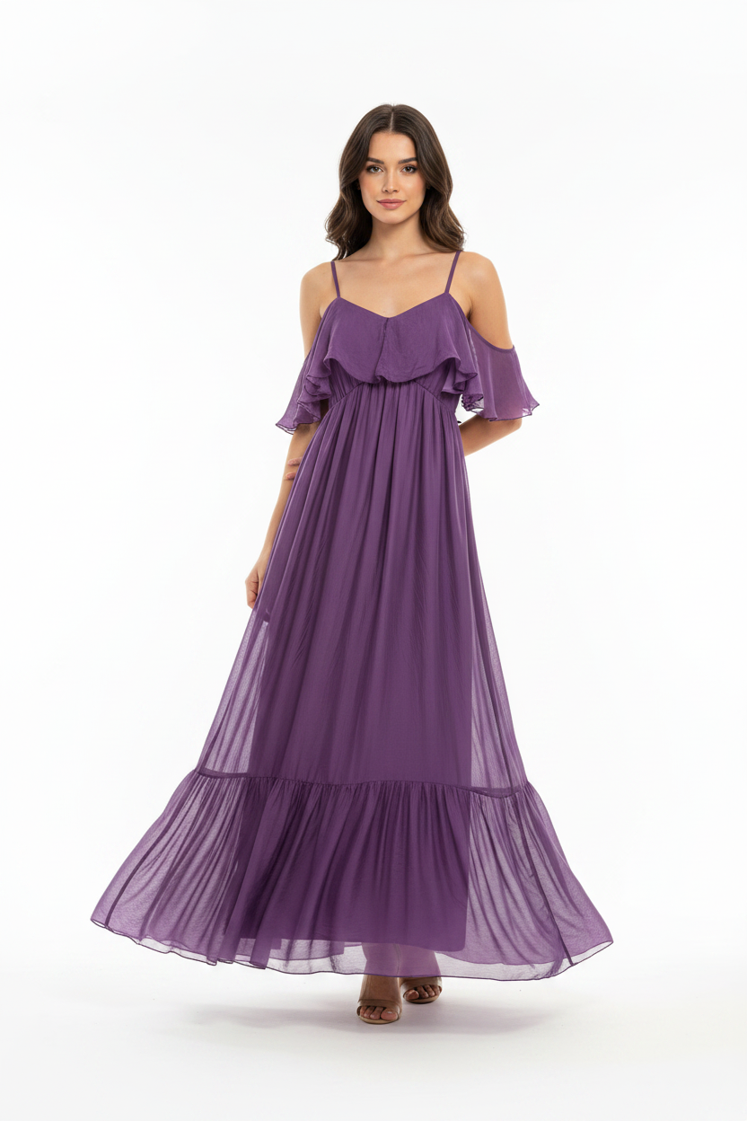 ABITO LUNGO VICOLO ABU PURPLE MISTO SETA