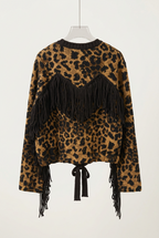 VICOLO MAGLIA BOMBER ANIMALIER FRANGE