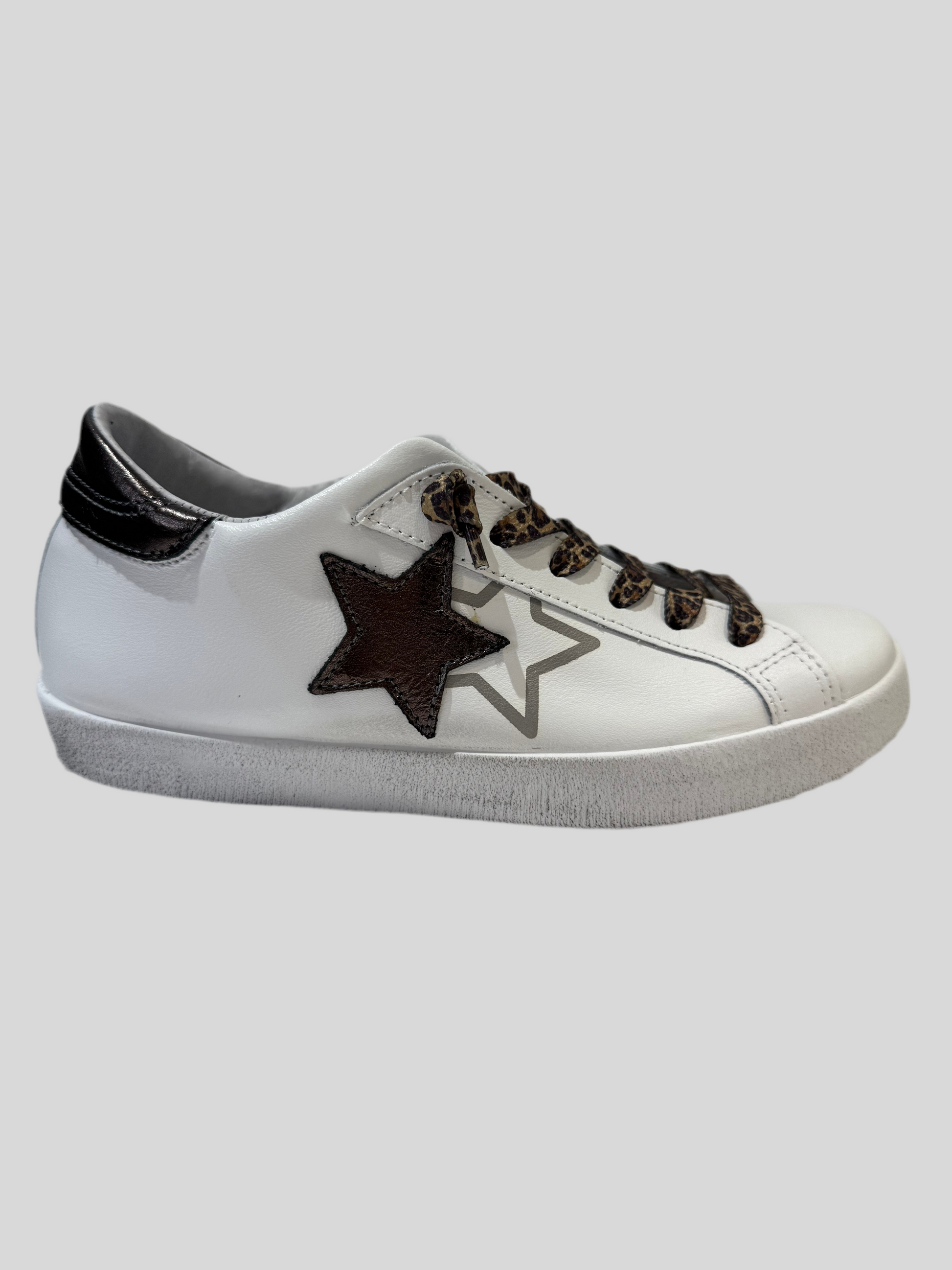 Sneakers donna pelle bianca prime star white - dark grey 2star