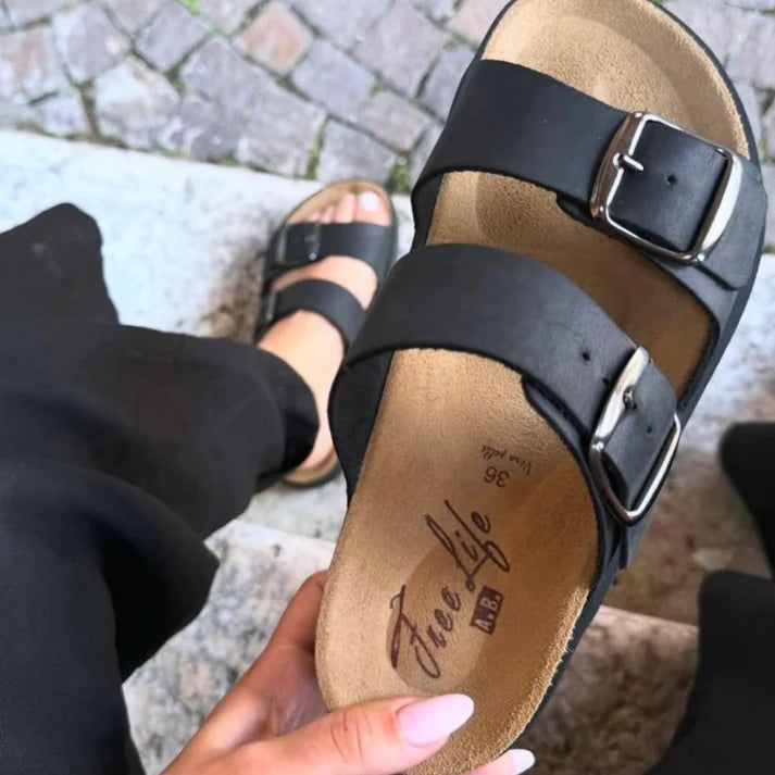 Ciabatta 2 fibbie nero 1758 Free Life