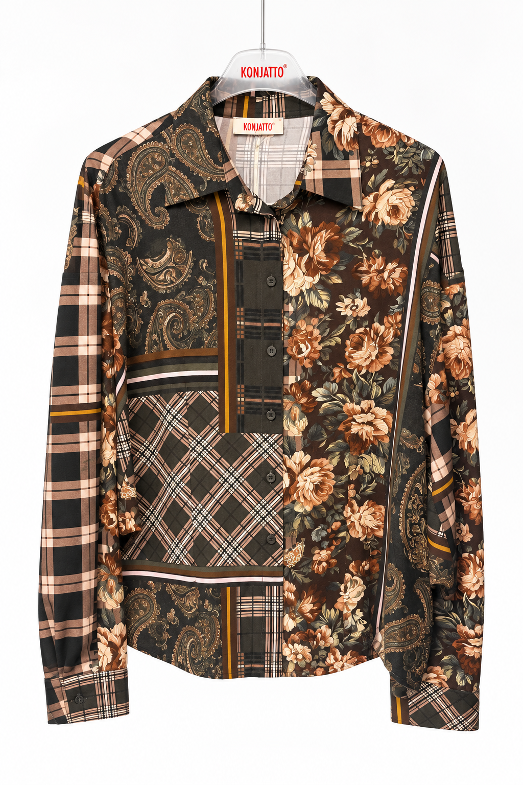 KONTATTO CAMICIA CHECK FIORE VERDE