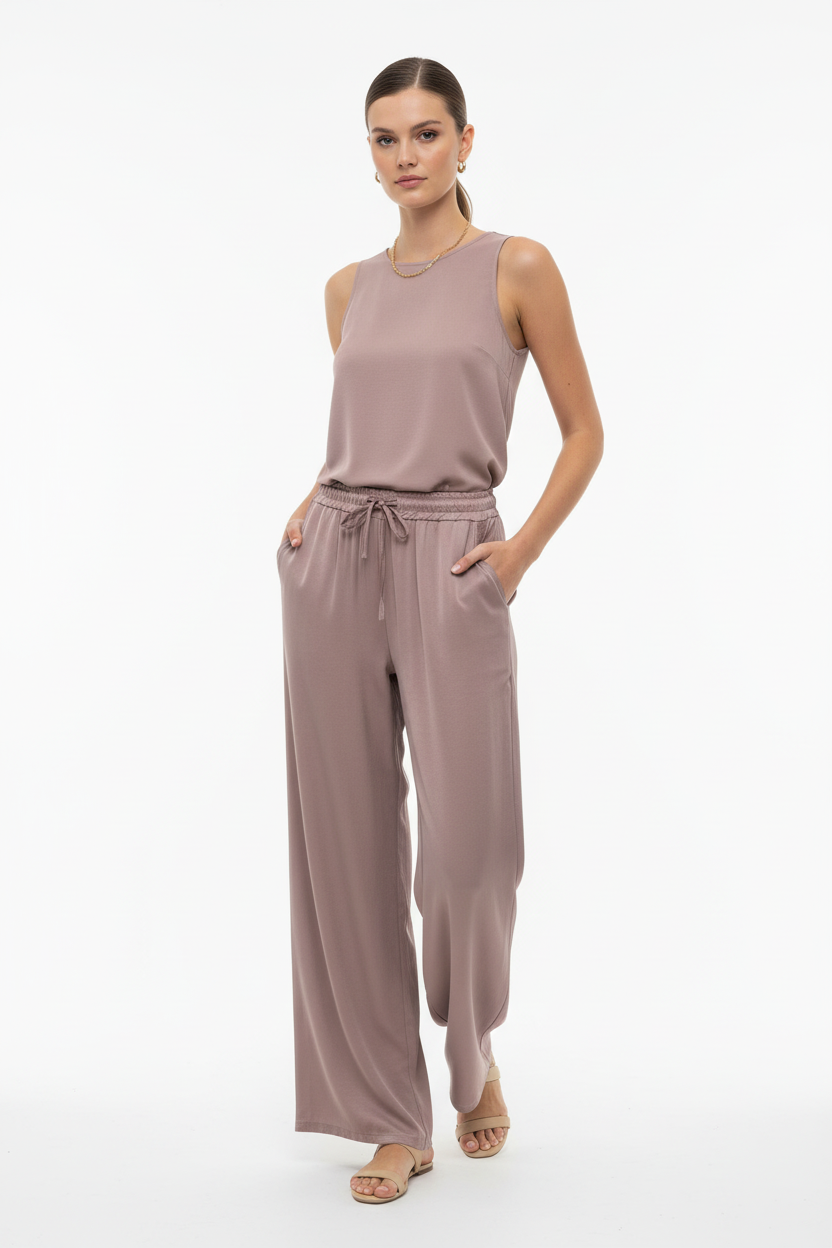 LINEAELLE PANTALONE RASO VISCOSA TORTORA 14570