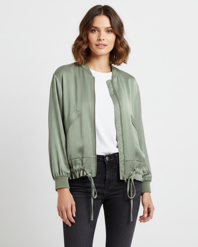 LINEAELLE BOMBER RASO VISCOSA VERDE MILITARE 13469