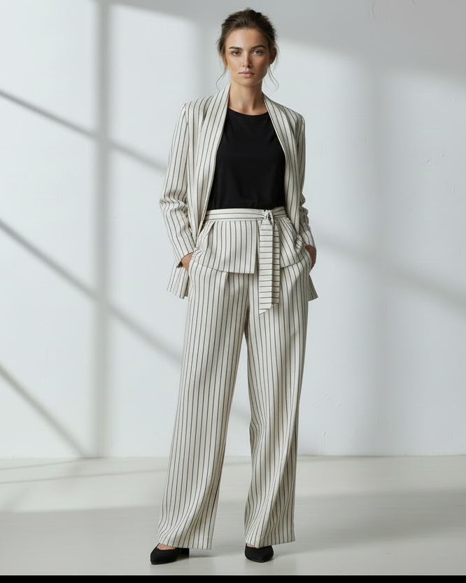 LINEAELLE COMPLETO GESSATO PANNA