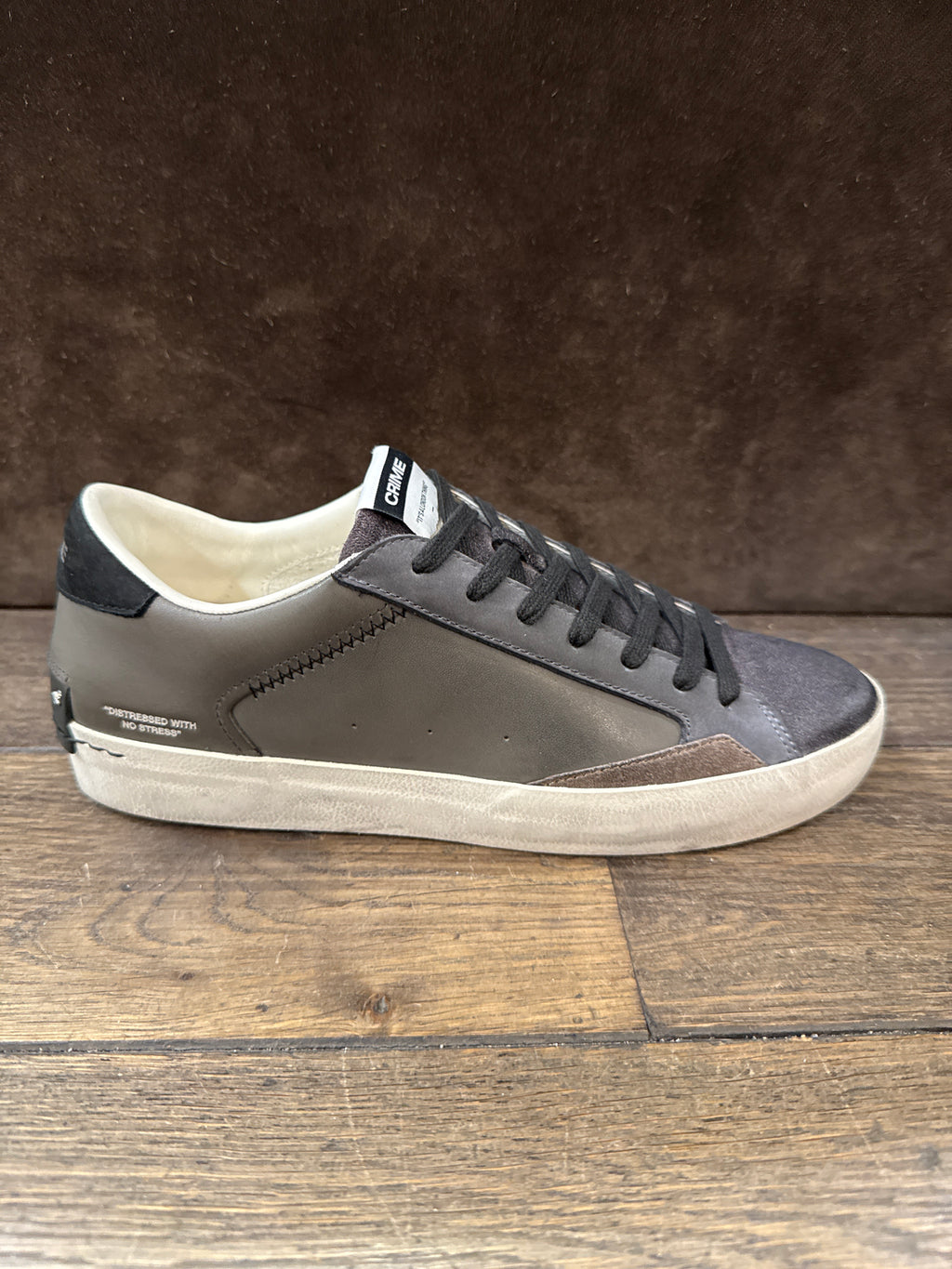 CRIME LONDON DISTRESSE ANTRACITE TOP NERO UOMO