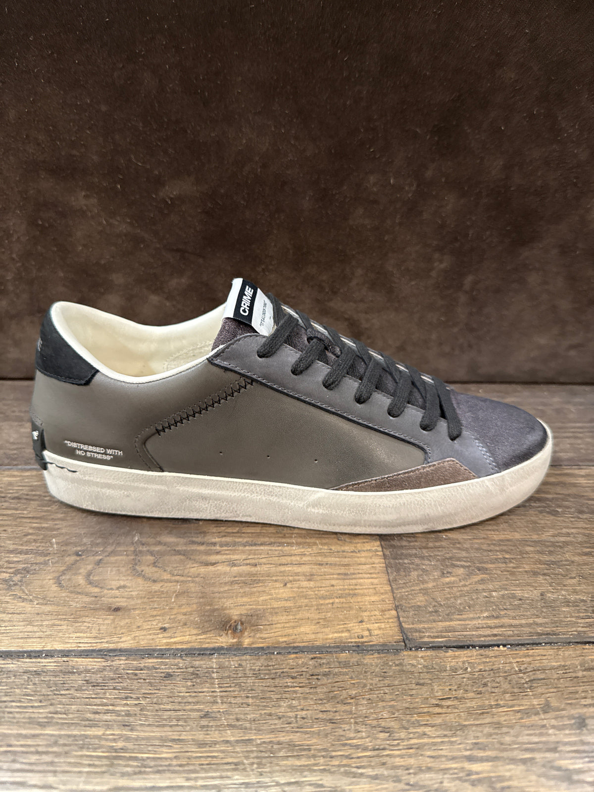 CRIME LONDON DISTRESSE ANTRACITE TOP NERO UOMO