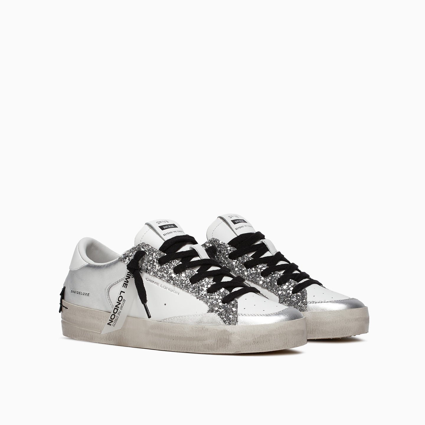 Sneakers Donna - SK8 DELUXE SILVER GLAM - Crime London