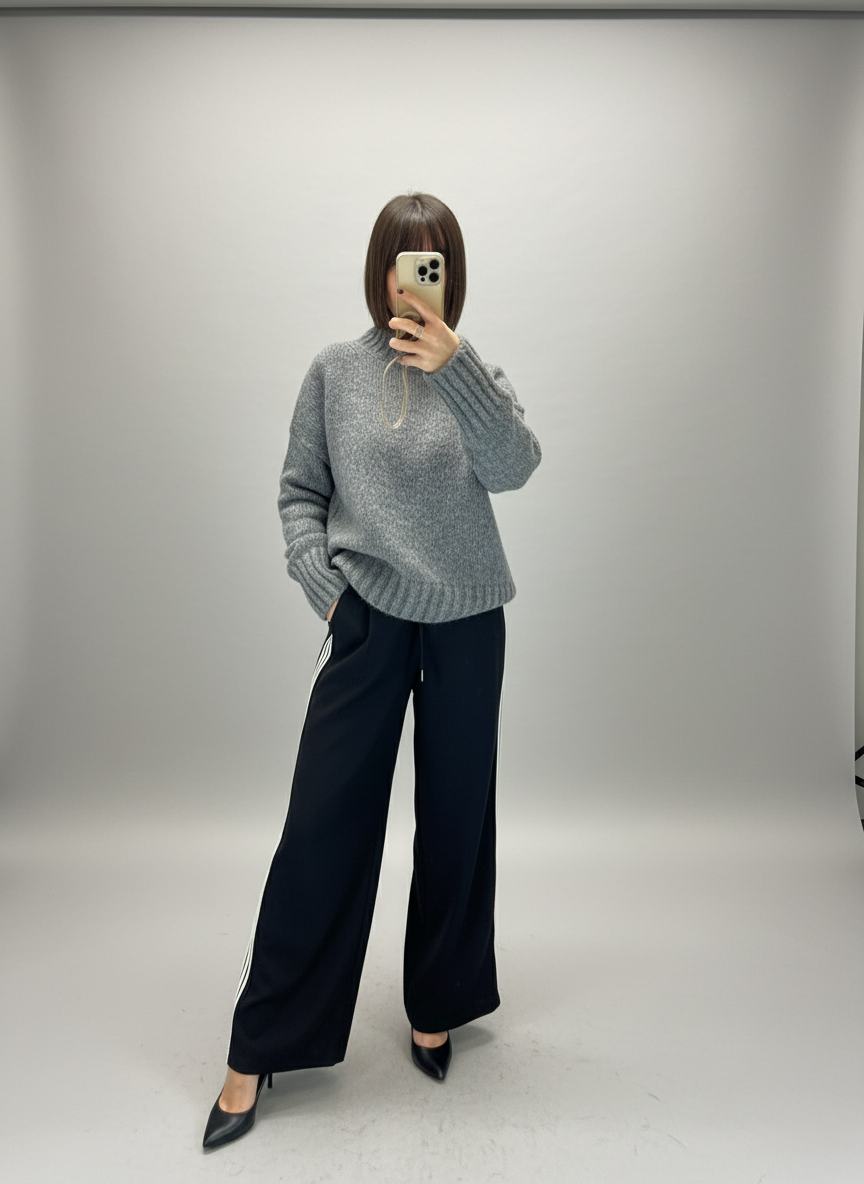 Pantalone coulis banda laterale nero Vicolo