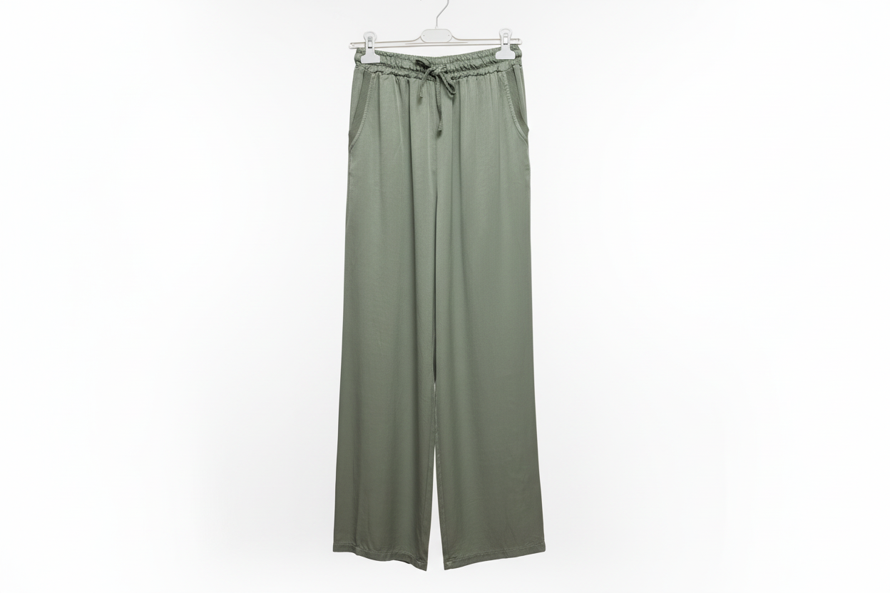 LINEAELLE PANTALONE RASO VISCOSA VERDE MILITARE 14570