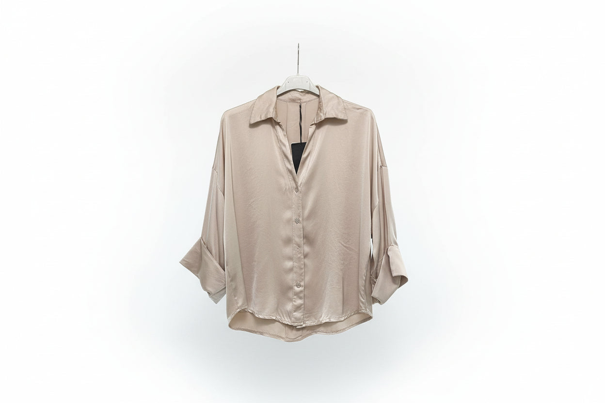 LINEAELLE CAMICIA RASO VISCOSA BEIGE 14078