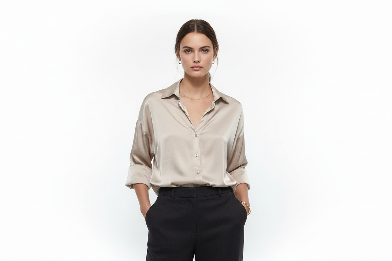 LINEAELLE CAMICIA RASO VISCOSA BEIGE 14078
