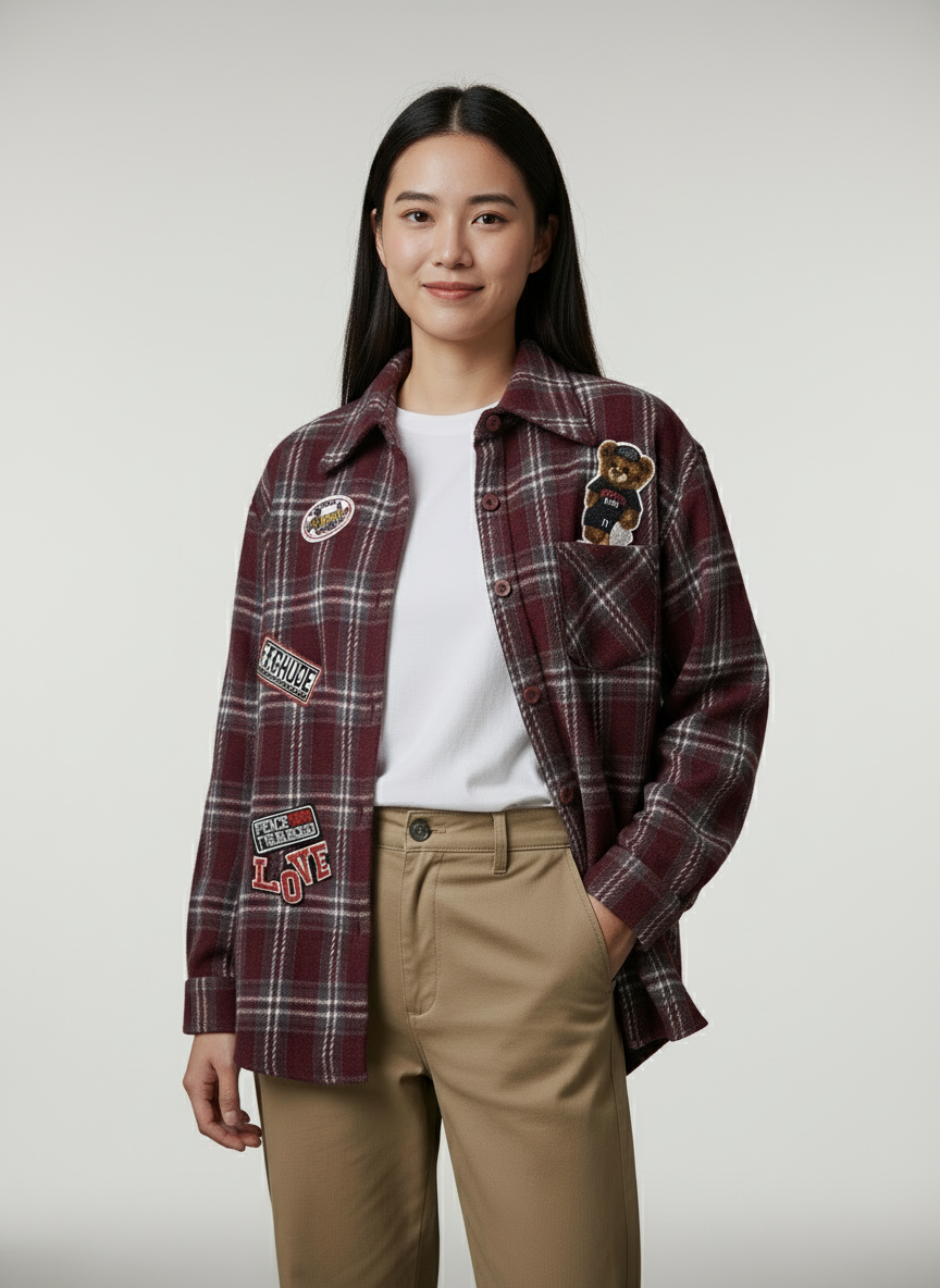 Camicia flanella patch bordo Lineaelle