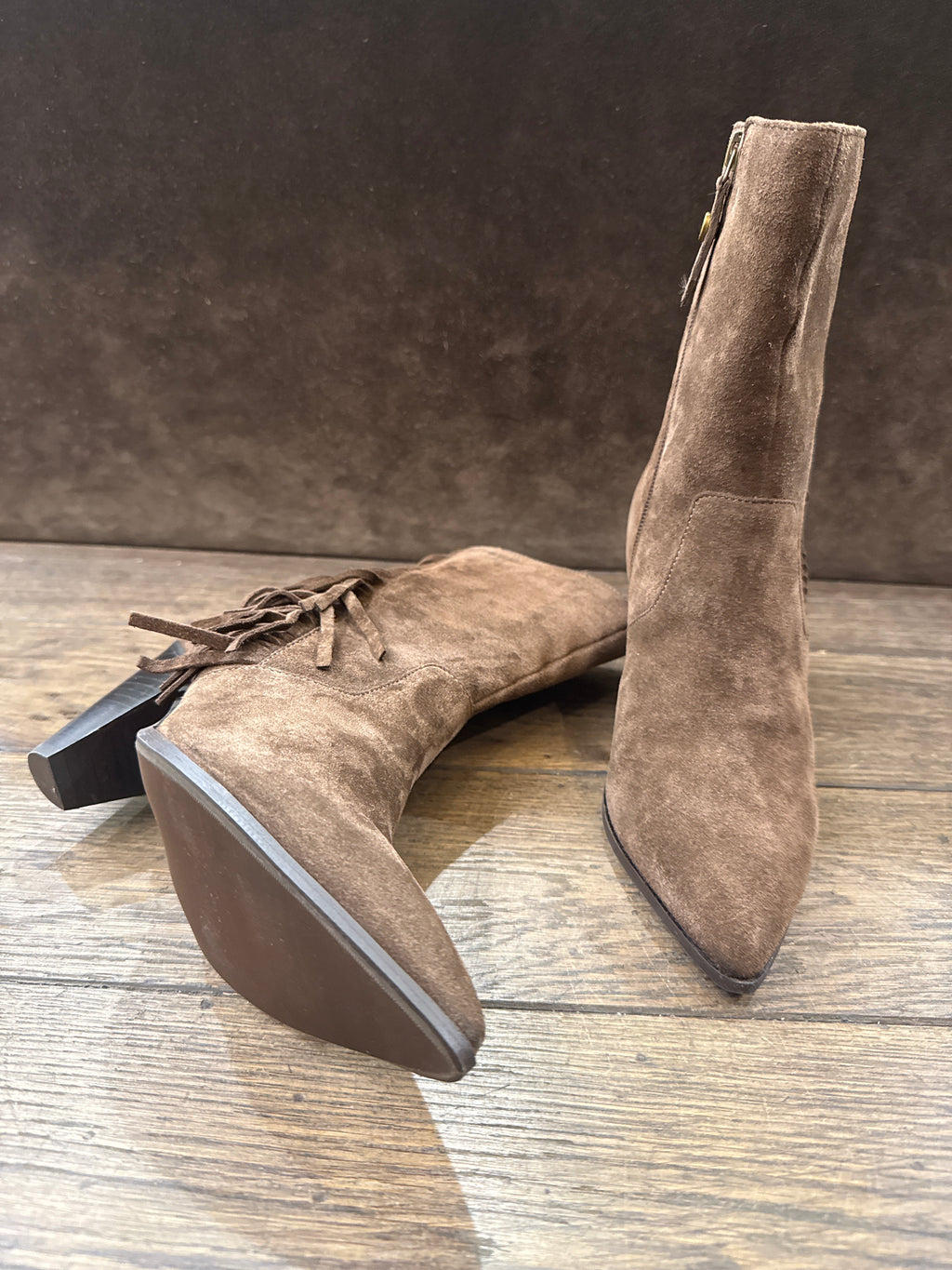 JANET ET JANET CAMOSCIO DARK BROWN TEXANO FRANGE