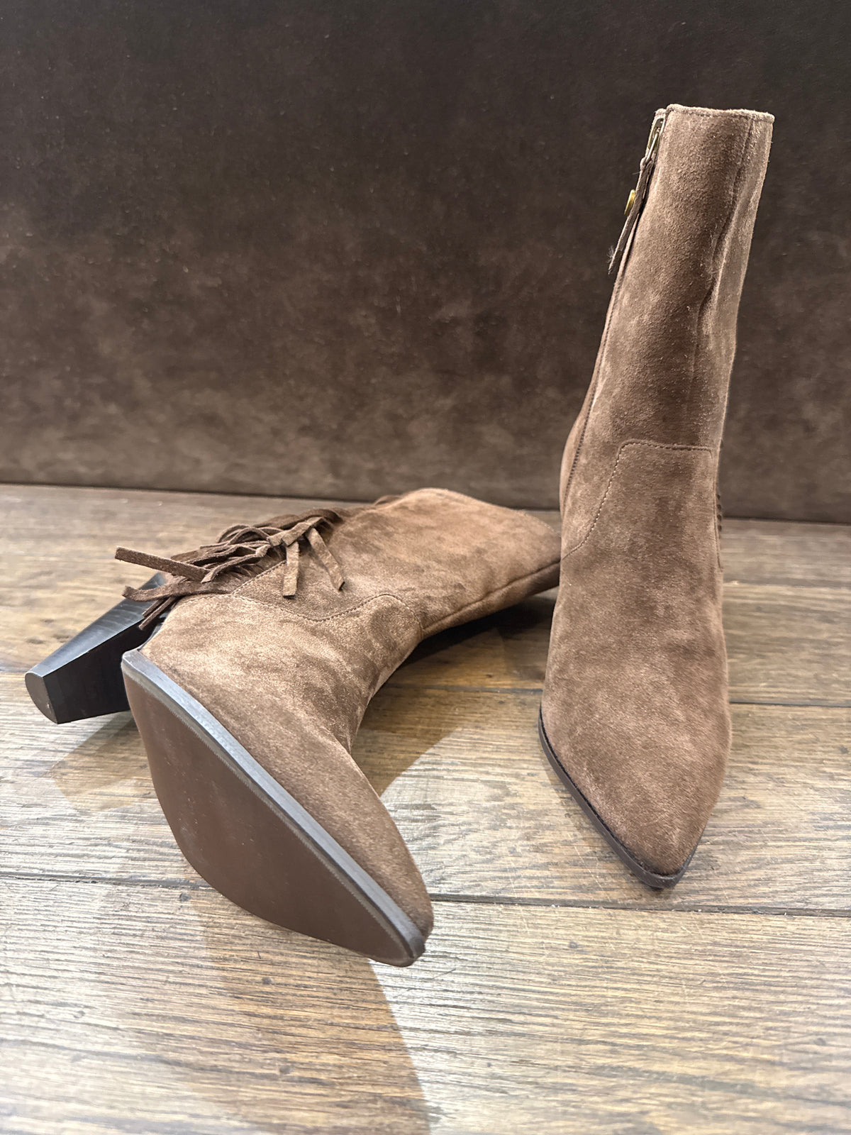 JANET ET JANET CAMOSCIO DARK BROWN TEXANO FRANGE