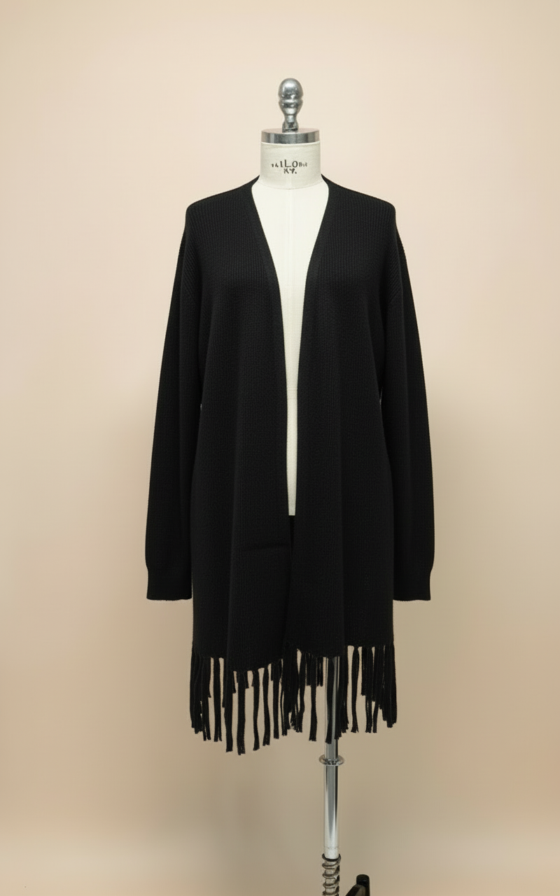 Cardigan frange nero LineaElle