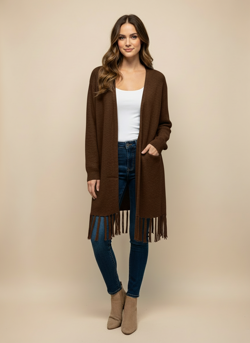 Cardigan frange testa di moro LineaElle