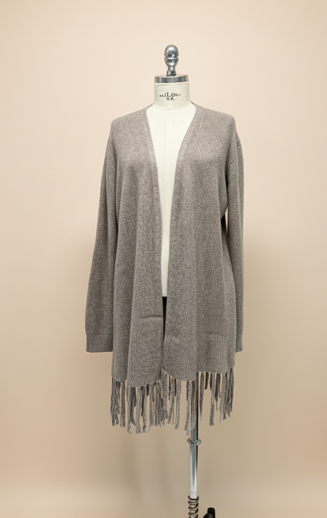 Cardigan frange tortora LineaElle