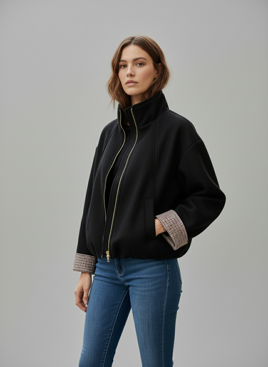 Giubbotto bomber panno nero Lineaelle