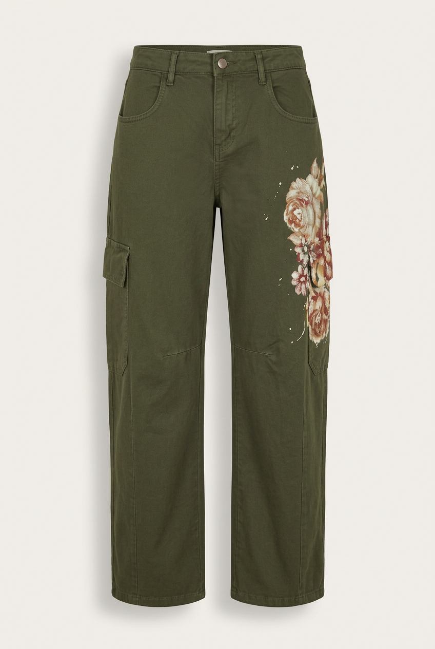 SUSYMIX PANTALONE MILITARE FLOREALE