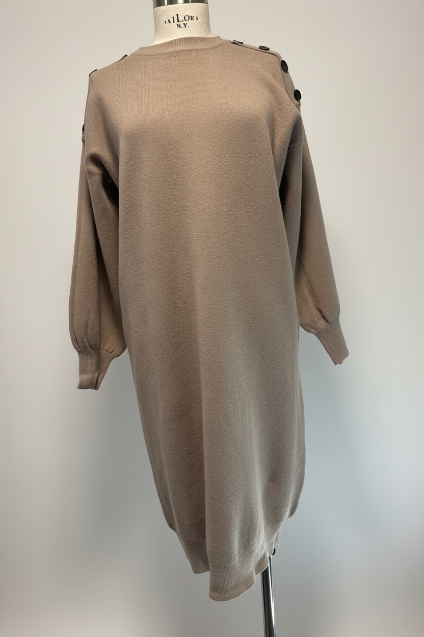 Abito lana  over e bottoni  camel  Lineaelle