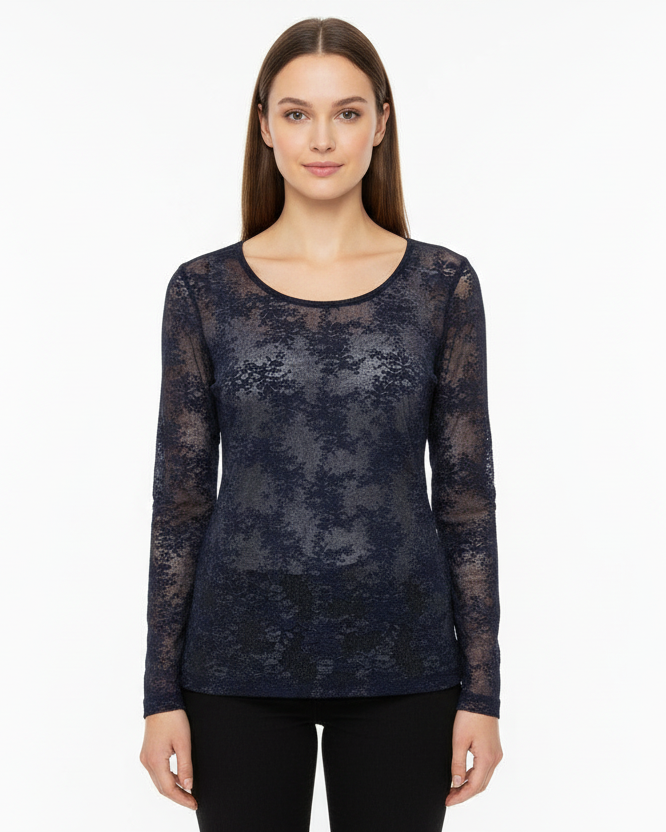 LINEAELLE MAGLIA PIZZO BLU NOTTE