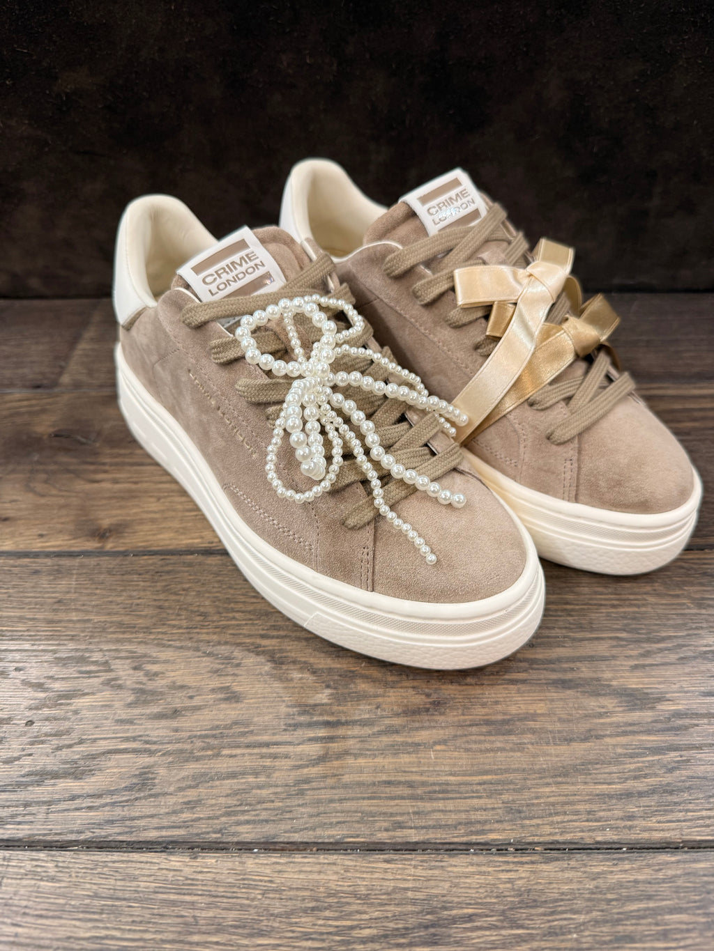 CRIME LONDON NEW ELEVATE CAMOSCIO TAUPE PERLINE DONNA