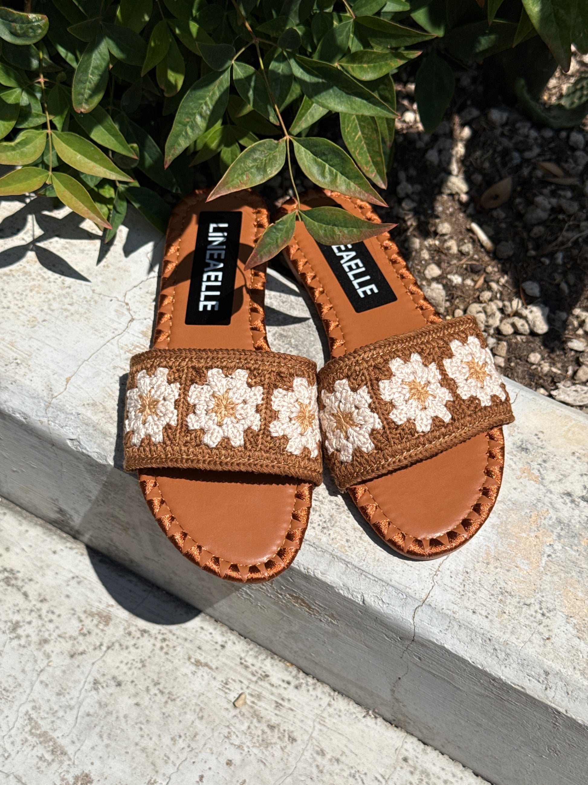 Ciabattine crochet camel Lineaelle