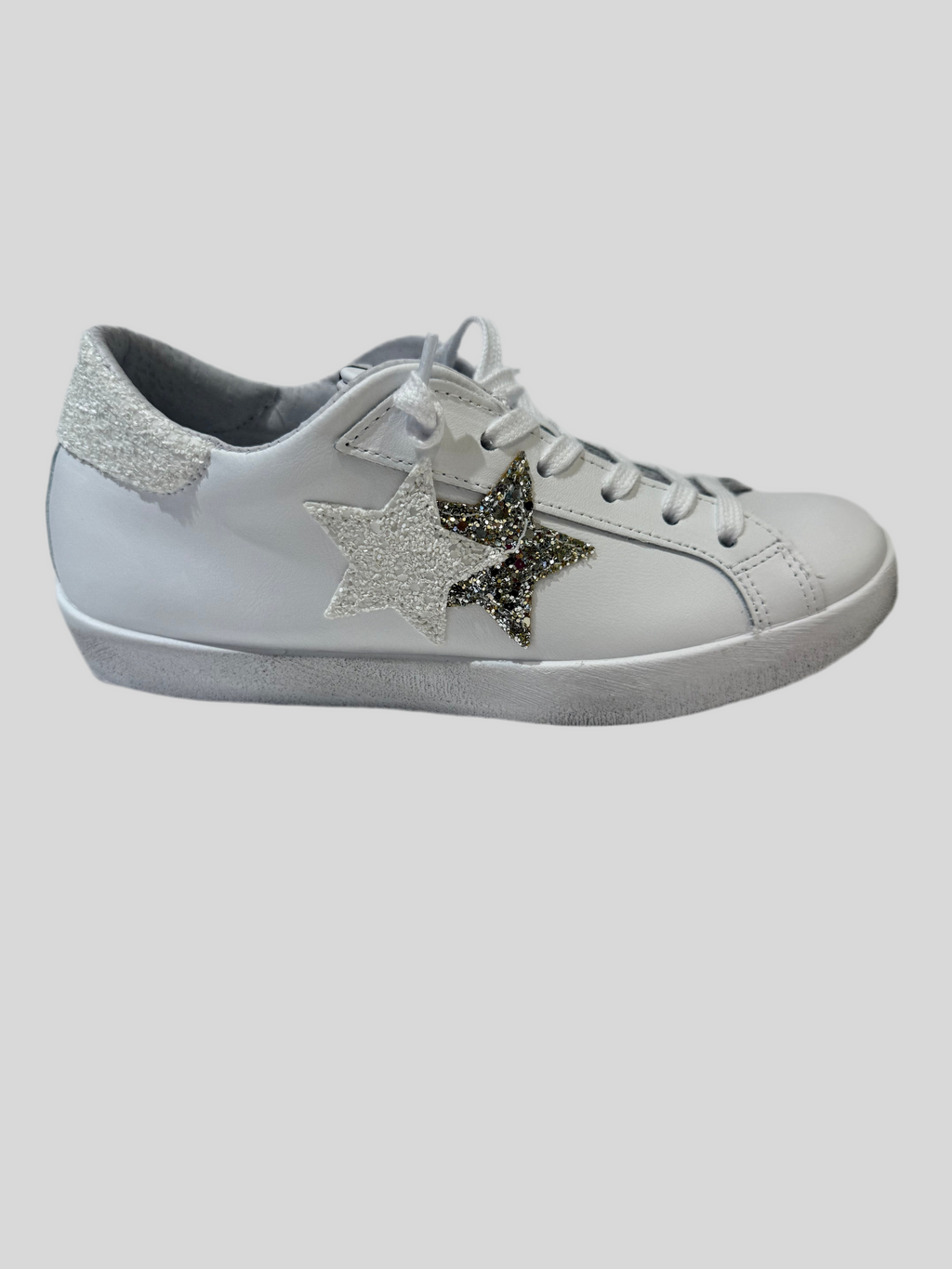 Sneakers donna pelle bianca prime star white - silver 2star